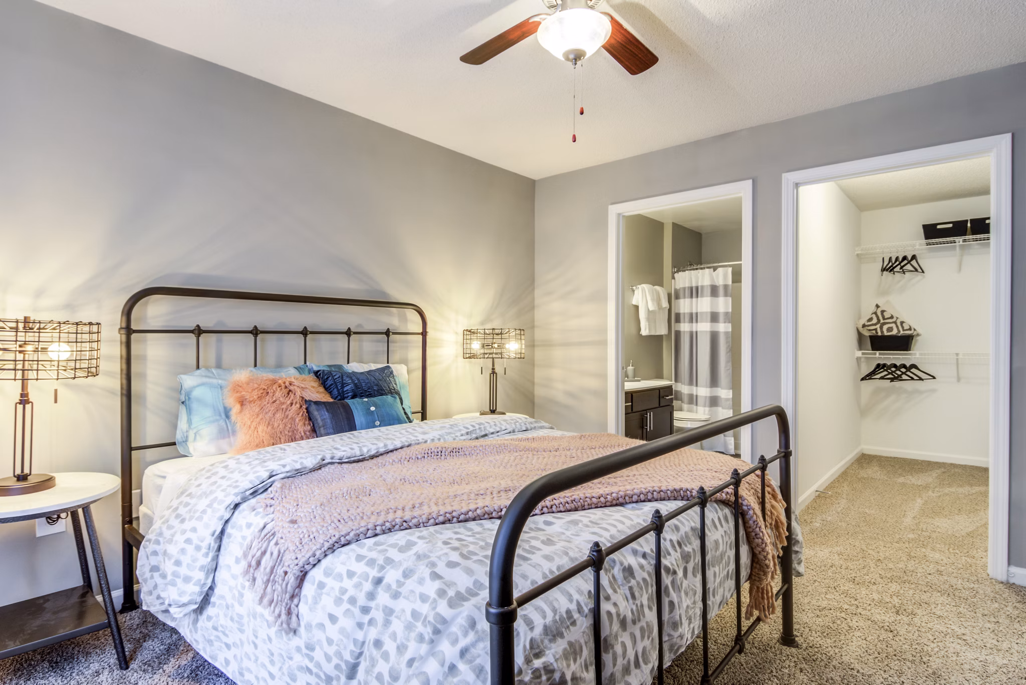 Cozy bedroom with elegant decor at Signature at Sugarloaf Apartments