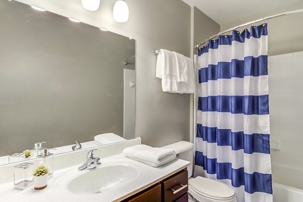 Modern bathroom with sleek fixtures at Signature at Sugarloaf Apartments