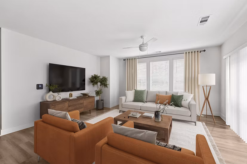 living room at Attain at Bradford Creek Apartments 
