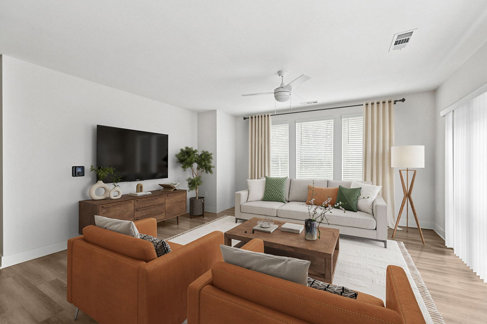 living room at Attain at Bradford Creek Apartments 
