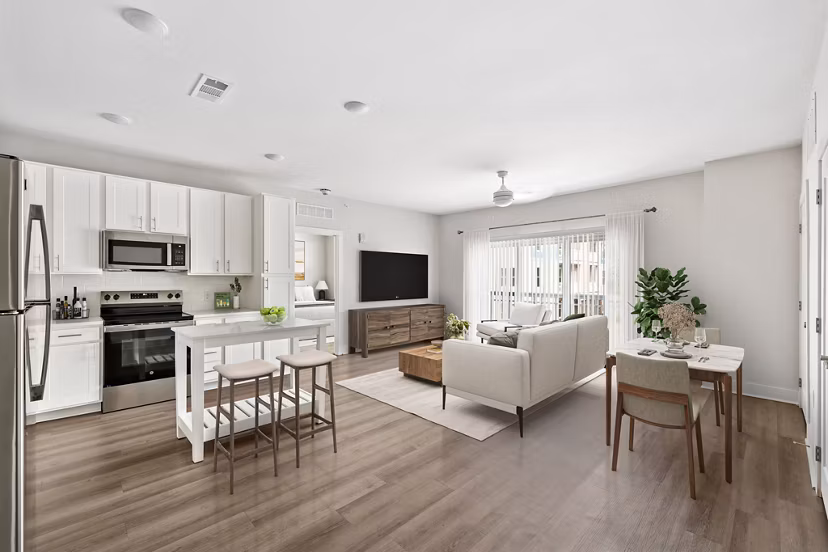 living room at Attain at Bradford Creek Apartments 