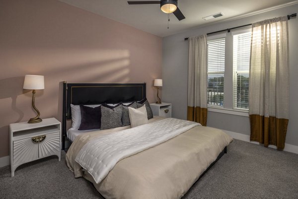 Luxurious bedroom with chic decor at The Boulevard, a Broadstone Community Apartments