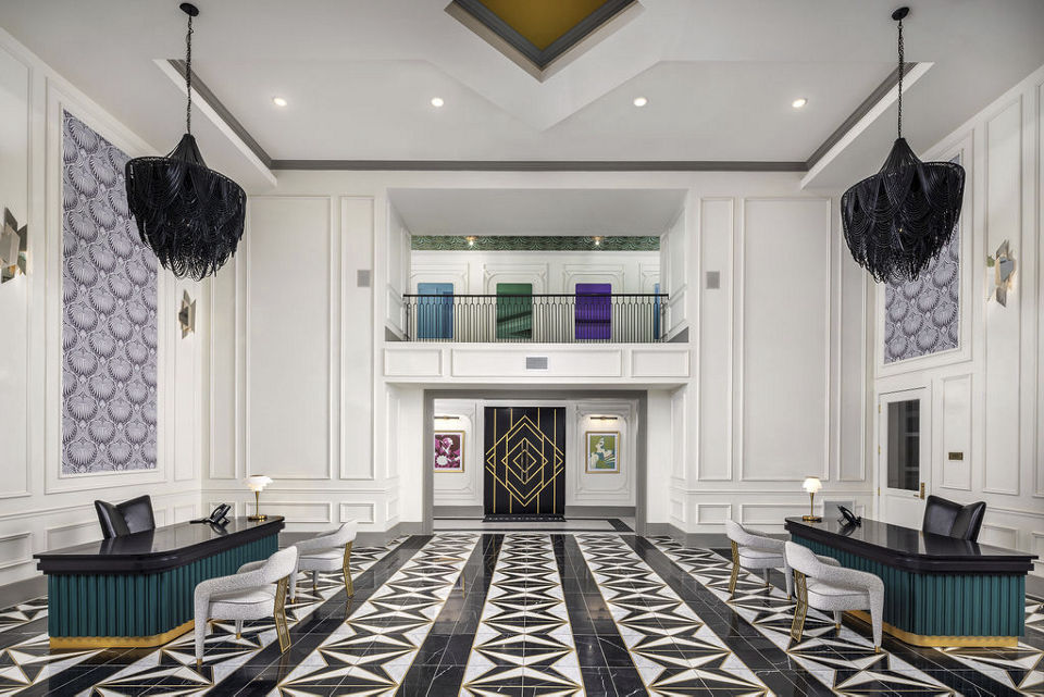 Stylish reception area with modern decor at The Boulevard, a Broadstone Community Apartments