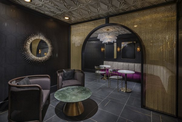 Clubhouse with modern furnishings at The Boulevard, a Broadstone Community Apartments