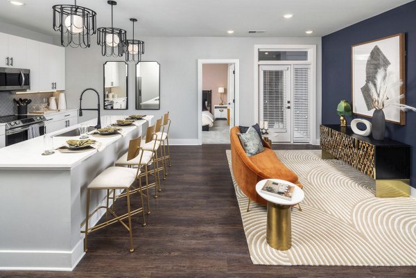 Spacious living room with contemporary decor in The Boulevard a Broadstone Community Apartments