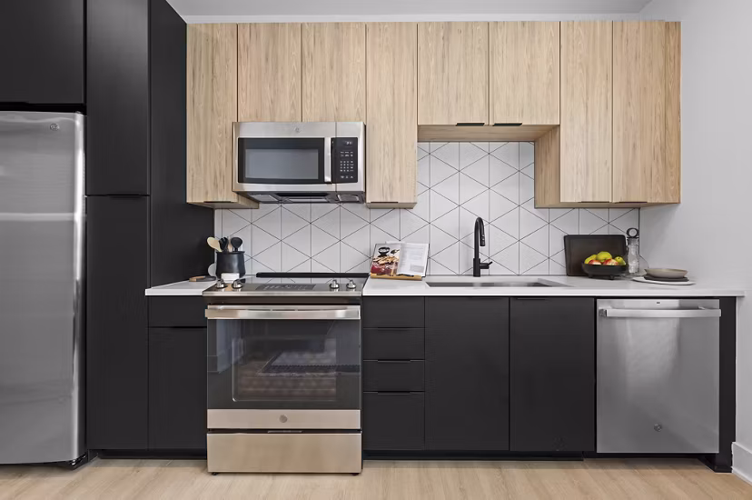 kitchen at Elan LoSo Apartments