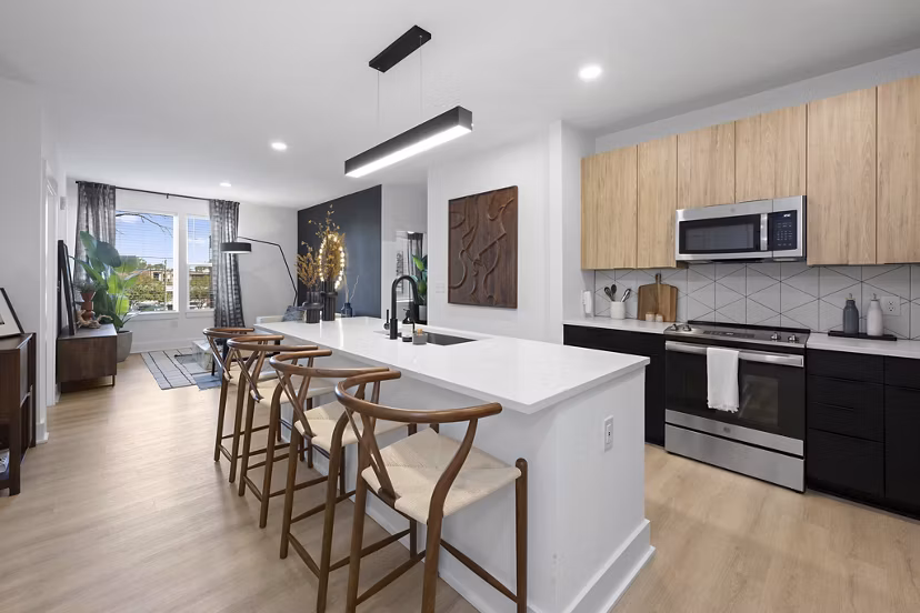 kitchen at Elan LoSo Apartments