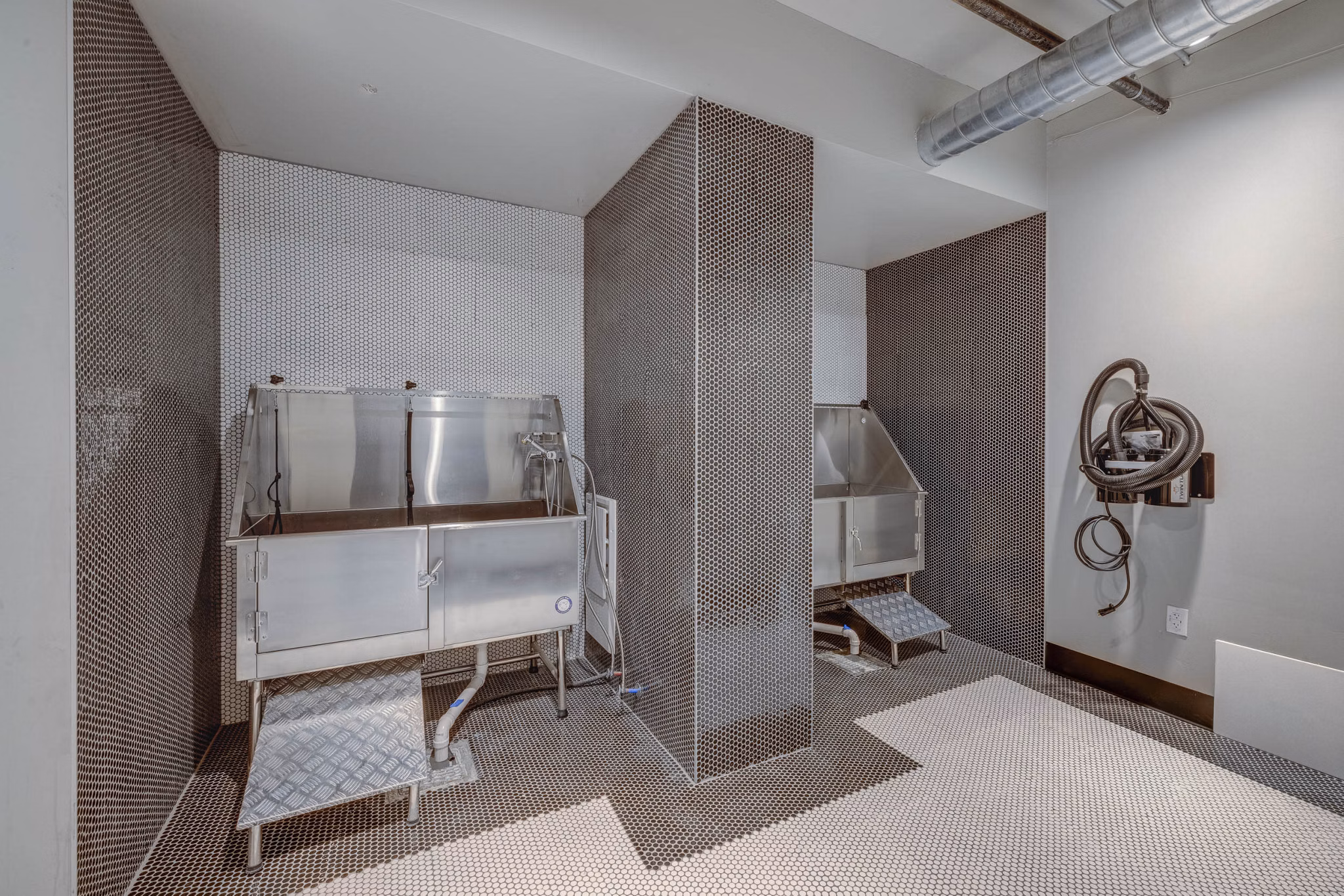 Dog wash station at CINQ Apartments offering pet-friendly amenities for luxury living