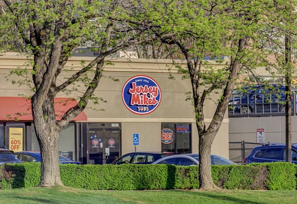 The DeWitt Apartments: Vibrant neighborhood view from luxury living spaces near shops and dining