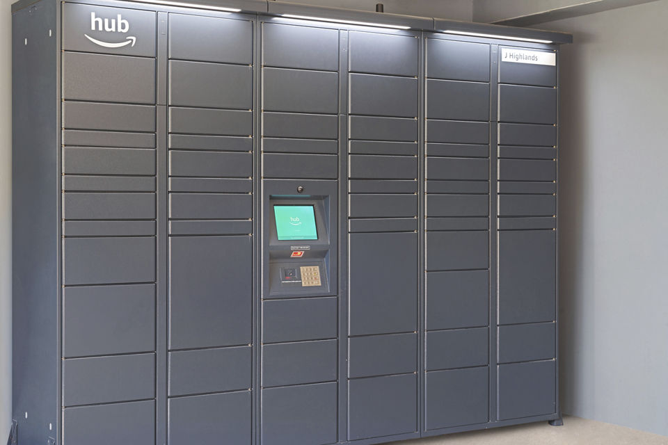 parcel locker at Highlands at Hudson Apartments