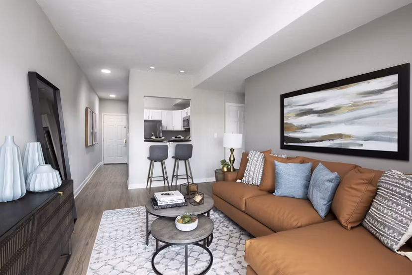 living room at Highlands at Hudson Apartments