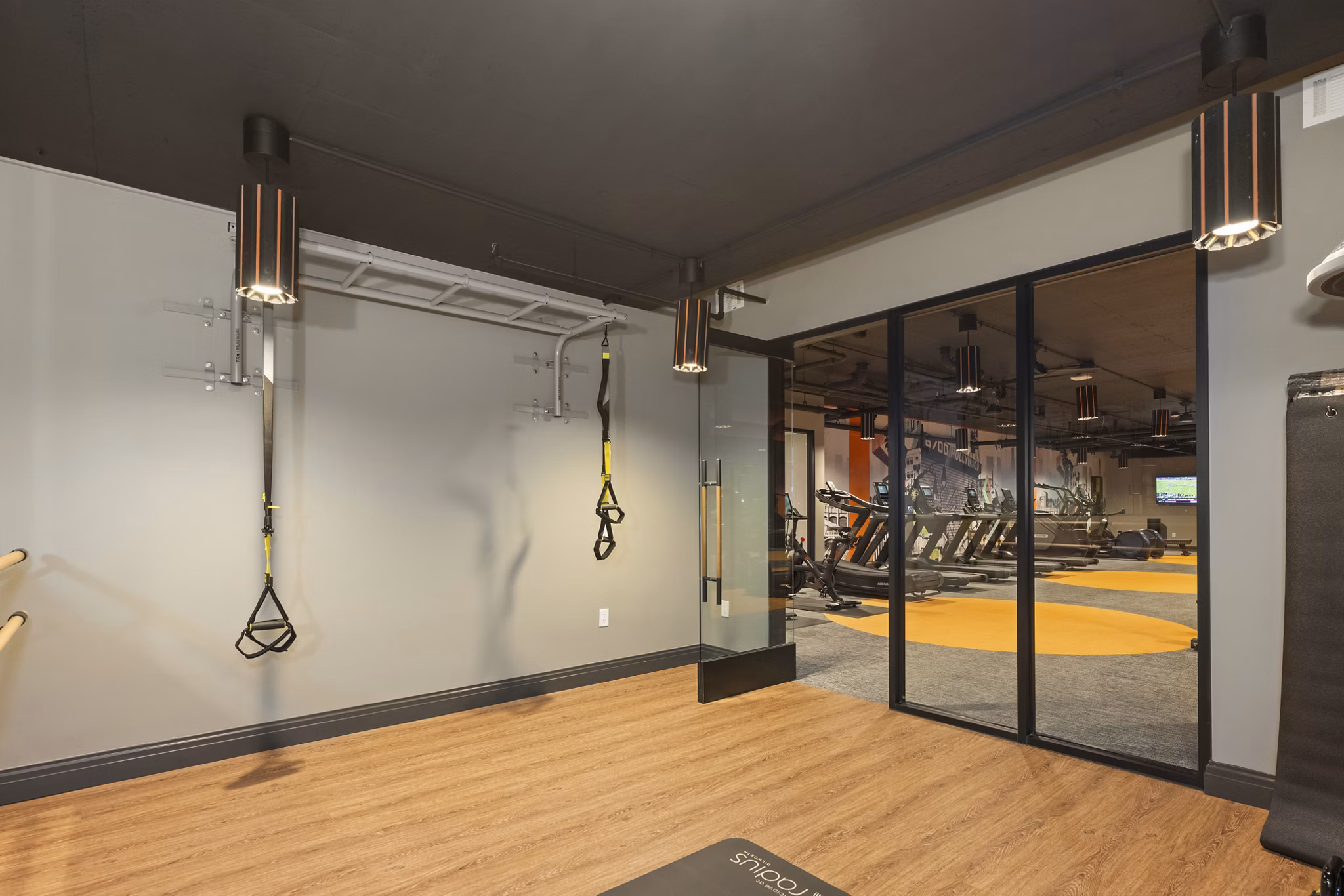 fitness center at Enclave at Radius Dilworth Apartments 