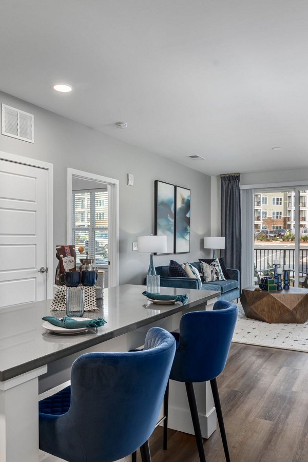 Sleek kitchen with modern appliances at The Slater Apartments