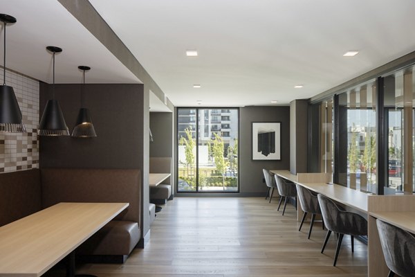Clubhouse at Sofia Apartments: Modern design clubhouse with comfortable seating and entertainment areas in the heart of the community