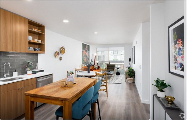 Spacious kitchen with modern appliances in Arlo Apartments luxury community