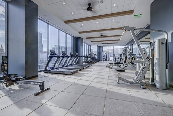 State-of-the-art fitness center with modern equipment at The Worthington Apartments Perfect for residents seeking luxury workout facilities