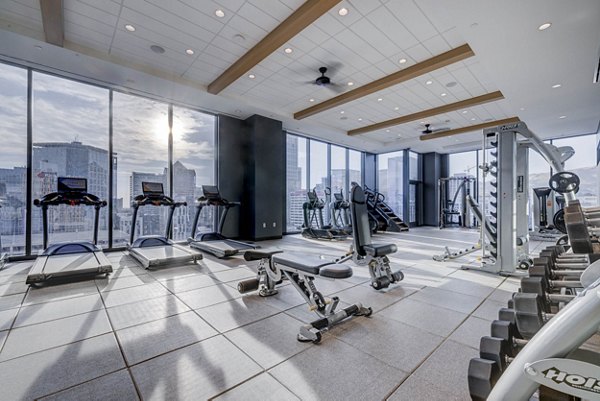 State-of-the-art fitness center with modern equipment at The Worthington Apartments, offering a luxury workout experience