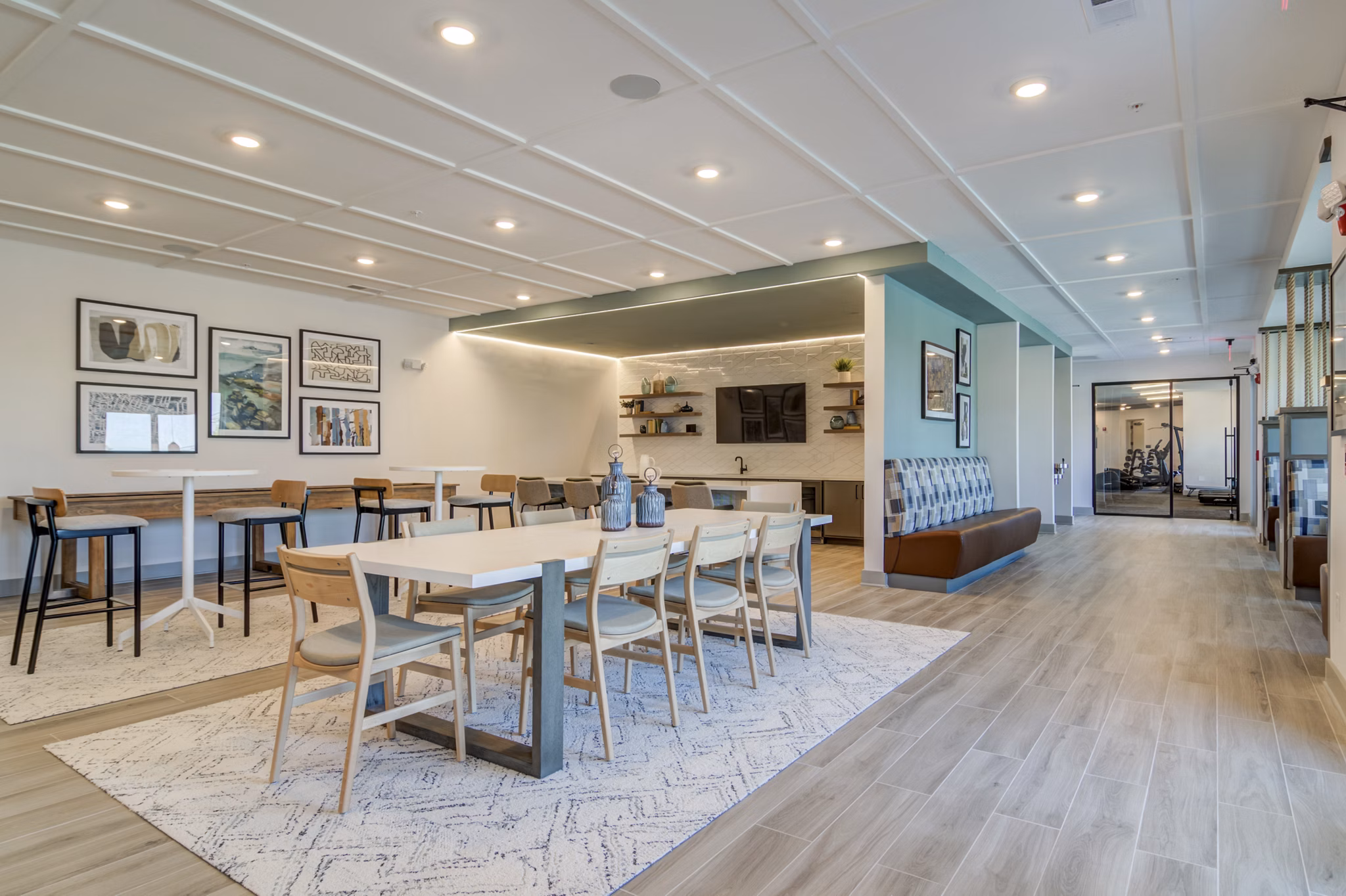 Stylish clubhouse with modern furnishings at Solis Gainesville Apartments