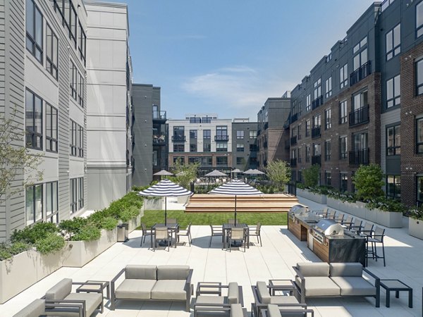 Elegant clubhouse with modern decor at Riverside Wilton Apartments