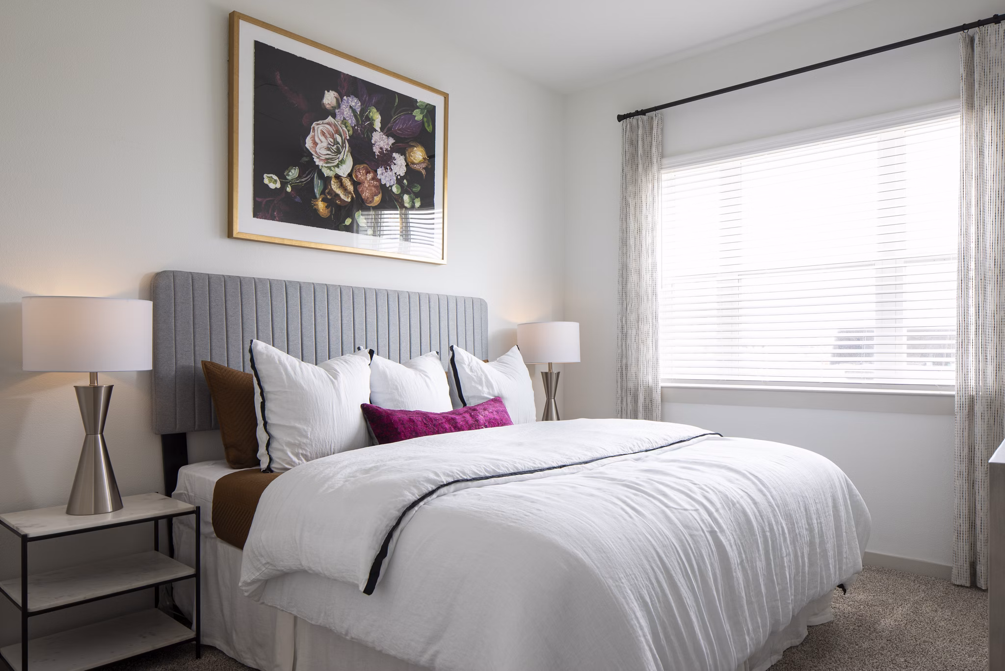 Cozy bedroom with modern decor at Broadstone Frontera Ridge Apartments