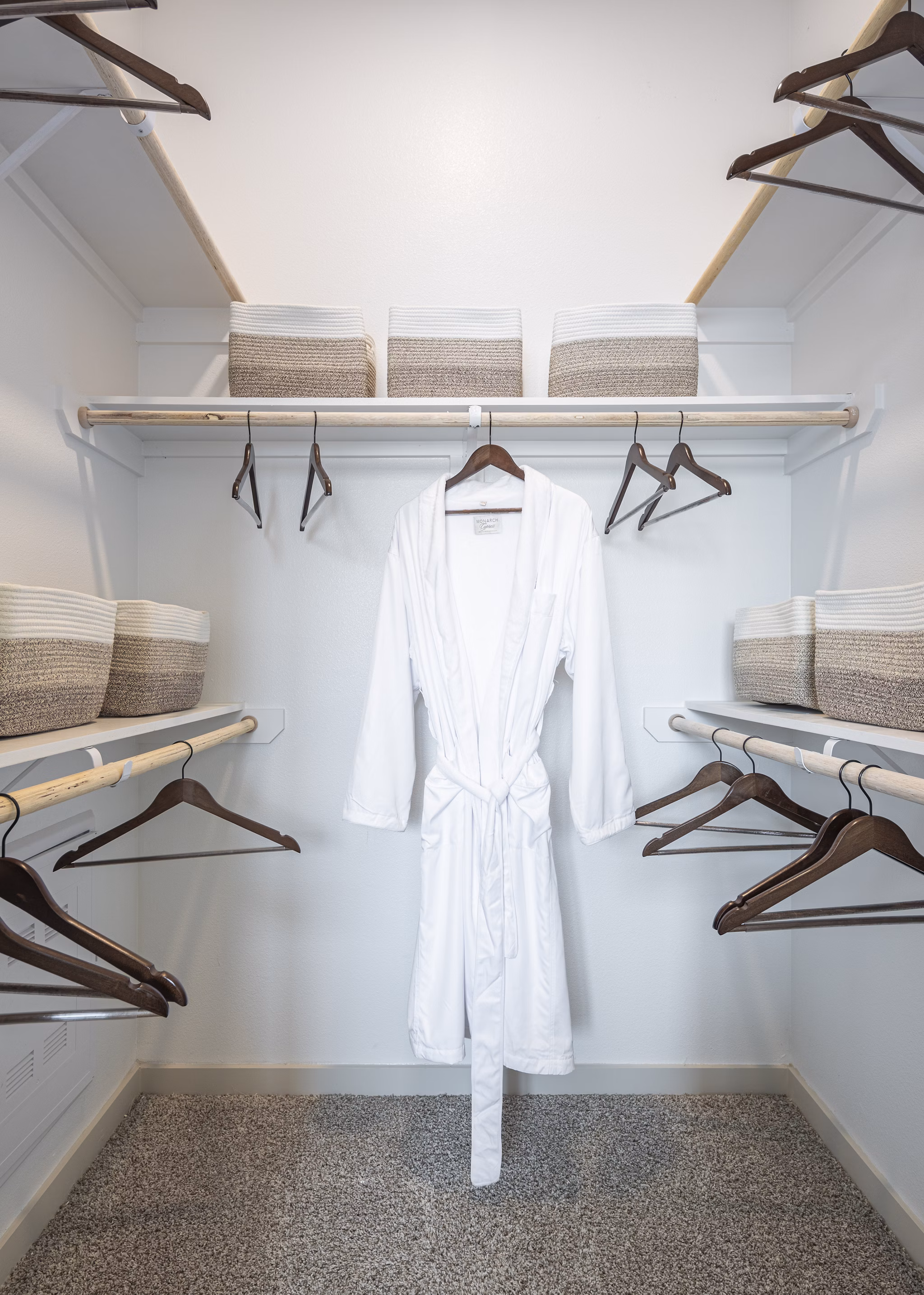 Organized closet space with custom shelving at Broadstone Frontera Ridge Apartments