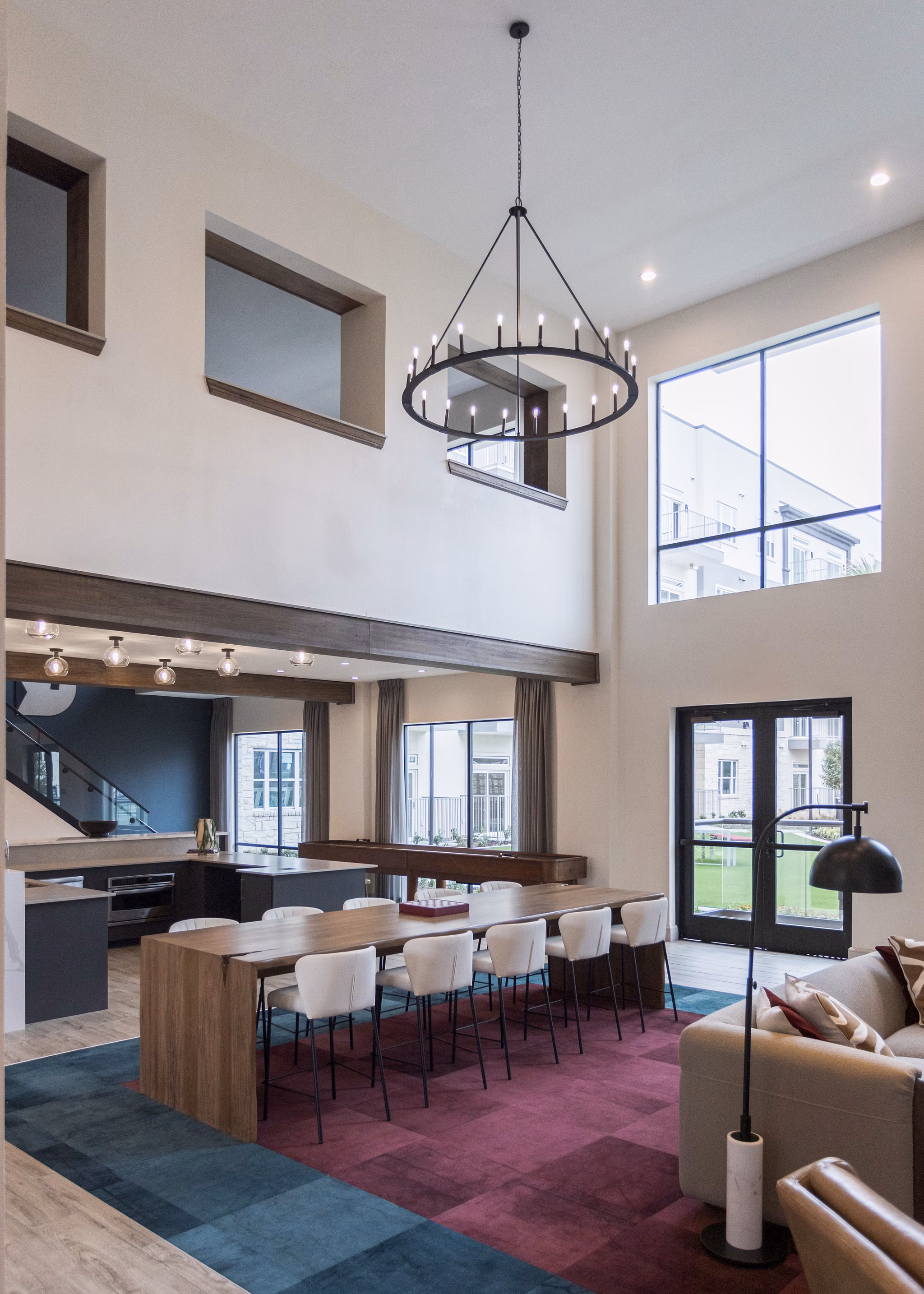 Clubhouse at Broadstone Frontera Ridge Apartments featuring modern seating areas and collaborative spaces, ideal for community gatherings and events