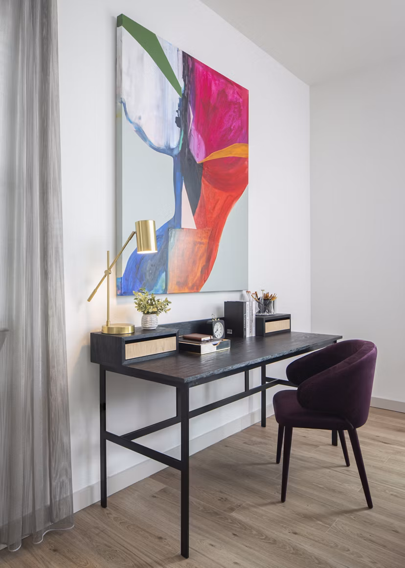 Modern home office with ergonomic furniture in Broadstone Frontera Ridge Apartments