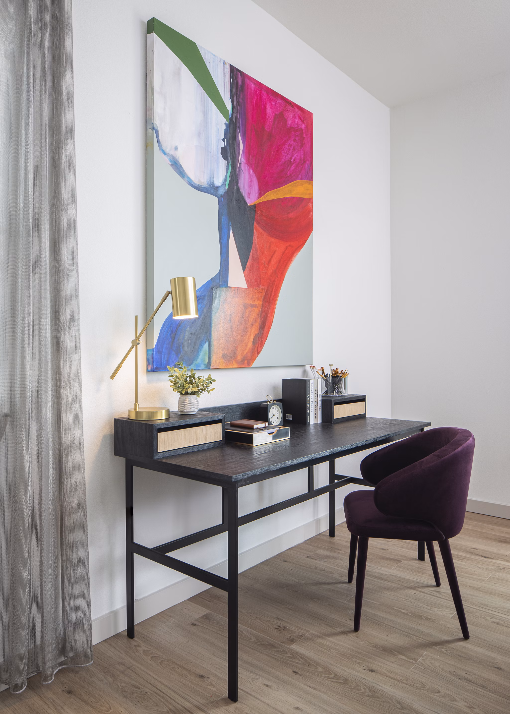 Modern home office with ergonomic furniture in Broadstone Frontera Ridge Apartments