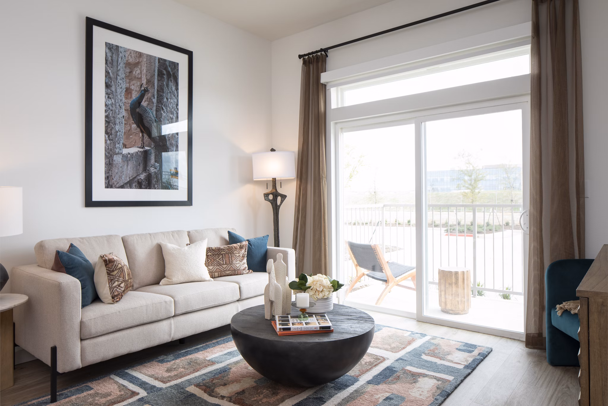 Spacious living room with modern decor at Broadstone Frontera Ridge Apartments
