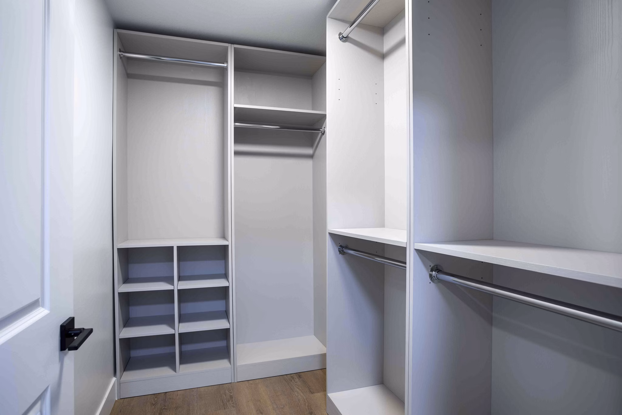 Elliston 23 Apartments: Well-organized bedroom closet with ample storage space in modern luxury apartments