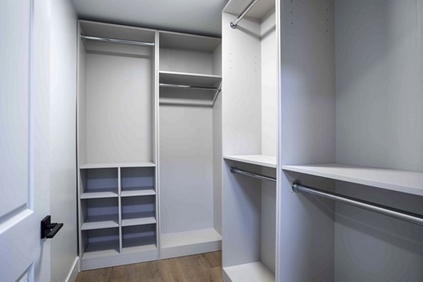 Elliston 23 Apartments: Well-organized bedroom closet with ample storage space in modern luxury apartments
