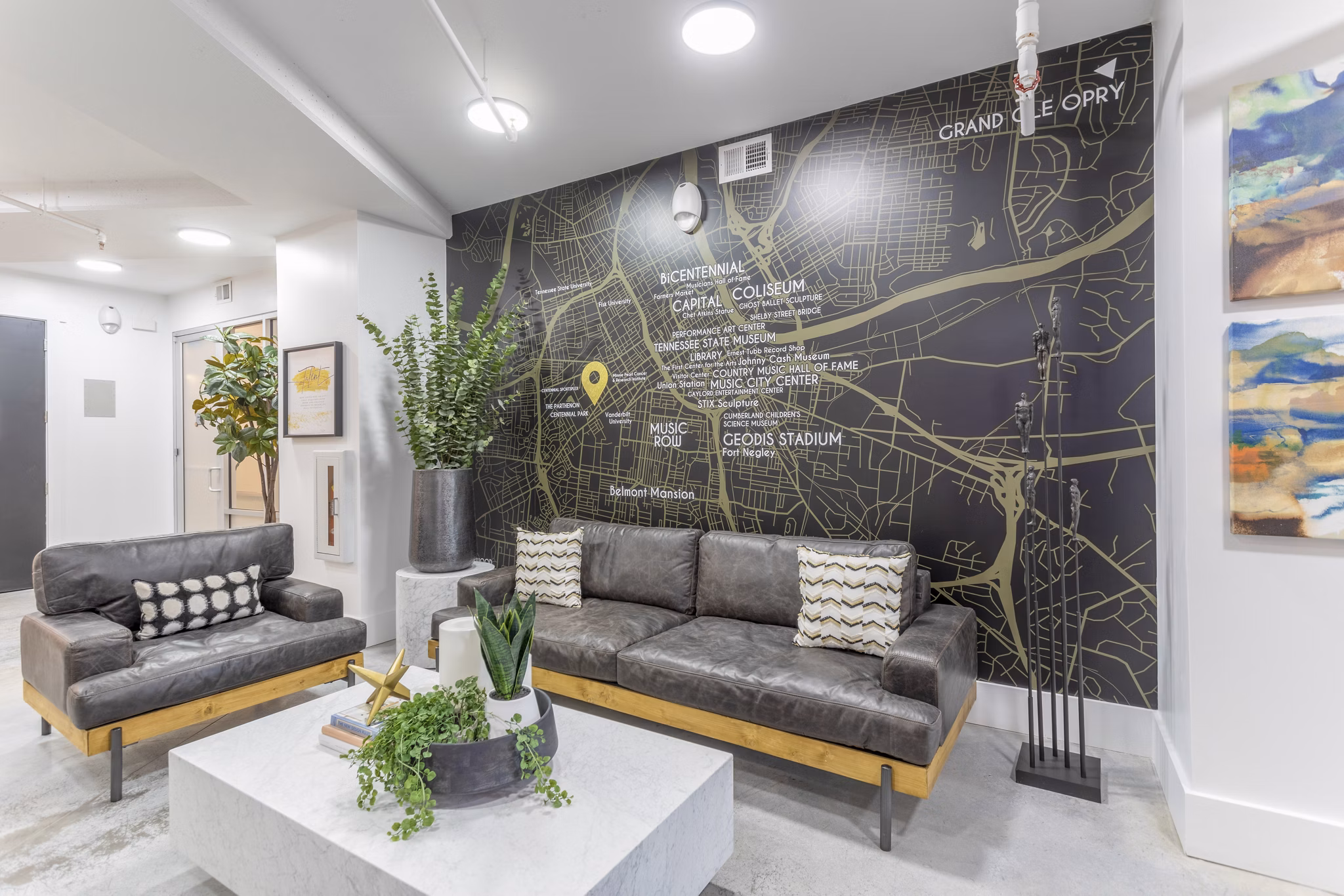 Clubhouse featuring modern decor and social spaces at Elliston 23 Apartments