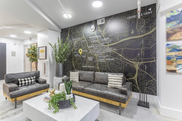 Clubhouse featuring modern decor and social spaces at Elliston 23 Apartments