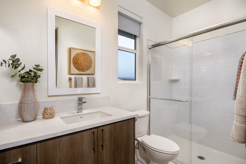 Bathroom featuring modern fixtures and sleek design at SolTerra Apartments