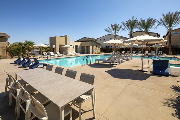 Resort-style outdoor pool at SolTerra Apartments, a luxury Greystar community