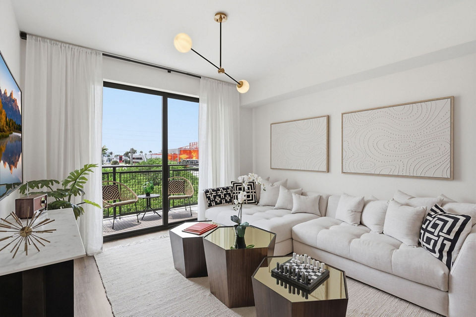 Living Room at Elevate Dania Beach Apartments