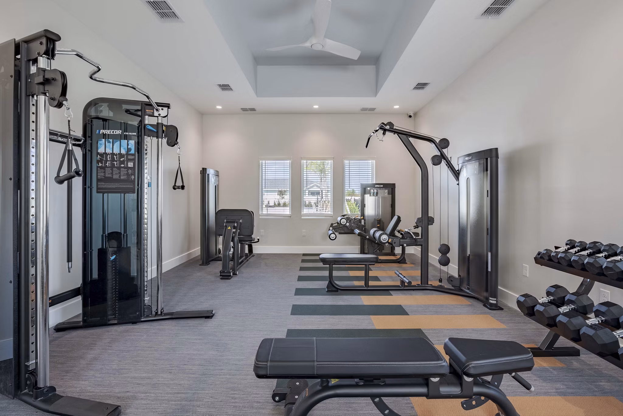 Modern fitness center with state-of-the-art equipment at Eden Magnolia Village Apartments