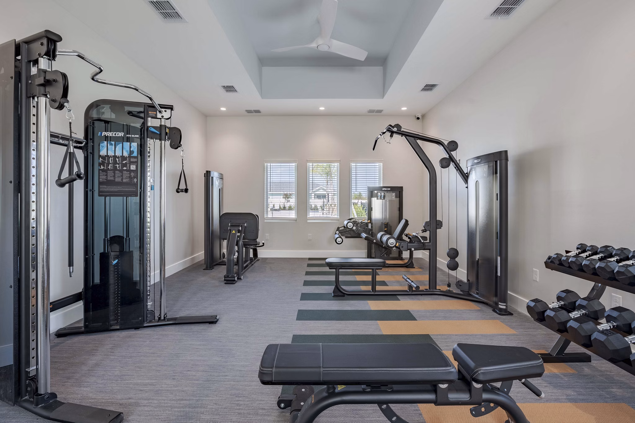 Modern fitness center with state-of-the-art equipment at Eden Magnolia Village Apartments