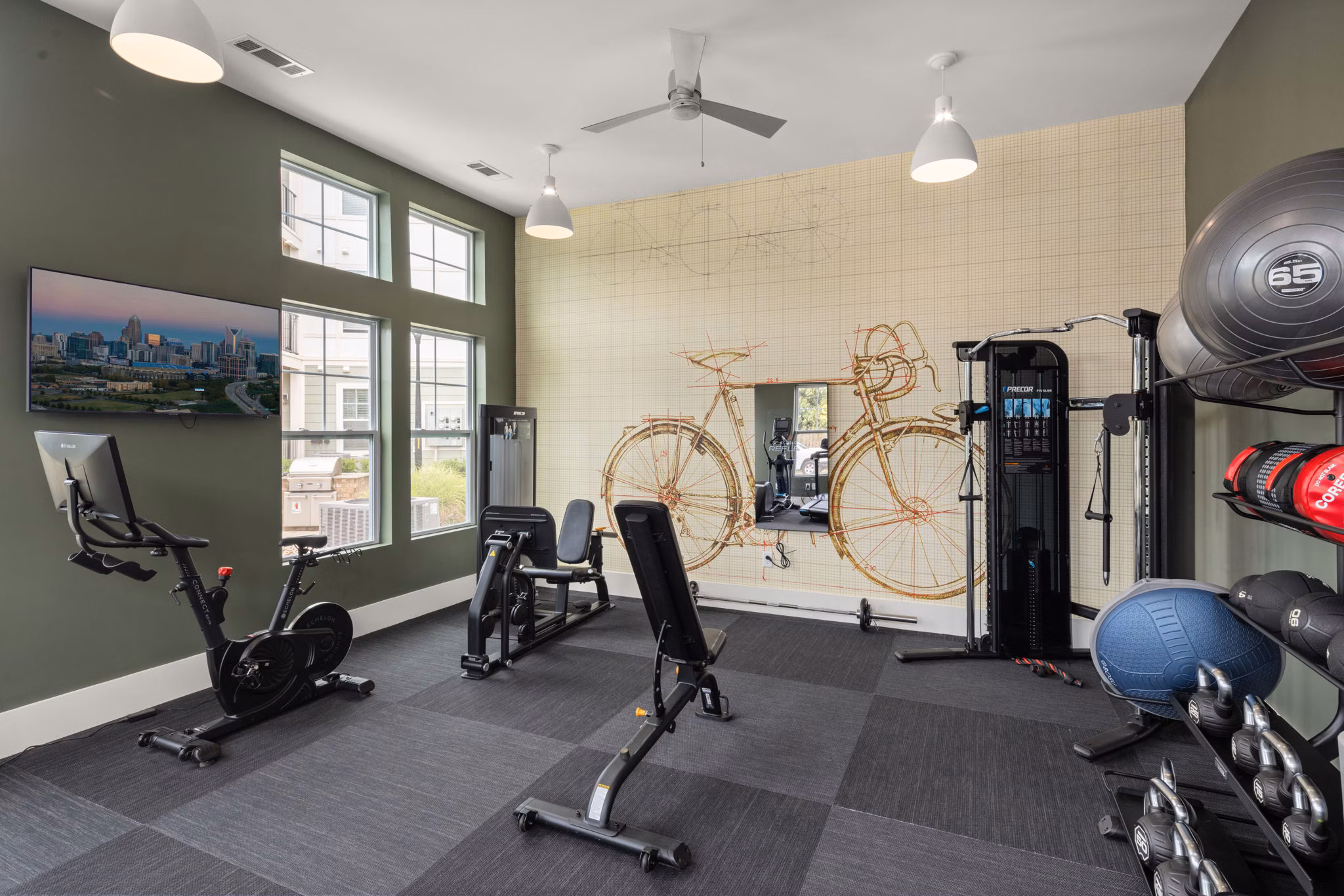 fitness center at Giddy Hall Apartments