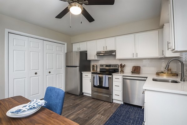Open dining area featuring modern decor and ample natural light at Haven on Long Grove Apartments
