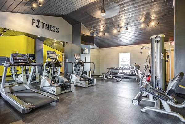 Fitness center at Haven on Long Grove Apartments featuring state-of-the-art equipment in a modern workout space