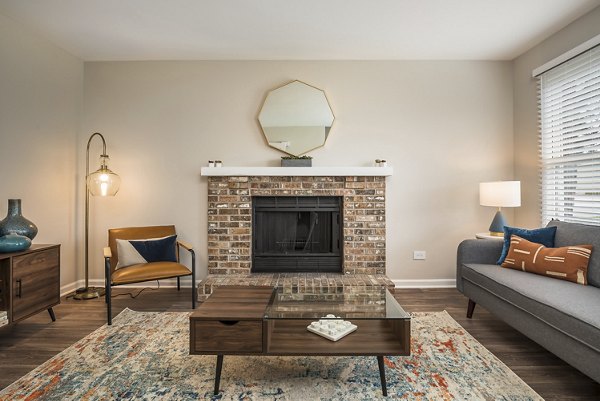Spacious living room with contemporary design at Haven on Long Grove Apartments Perfect for luxury urban living