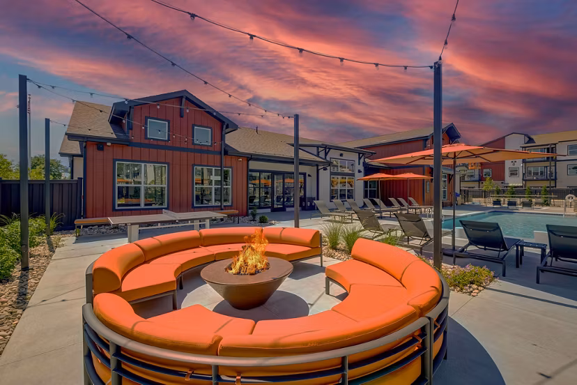 fire pit at The Granary Apartments