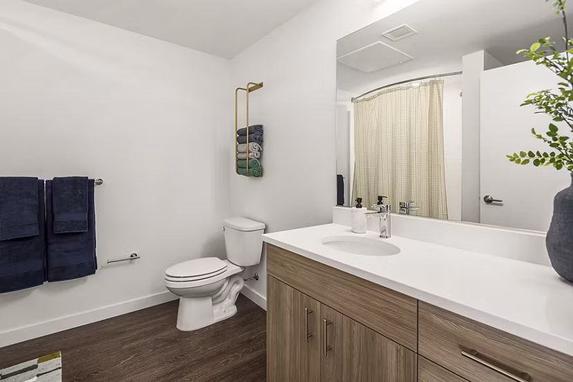 Bathroom featuring modern fixtures at Prose Kent Station Apartments