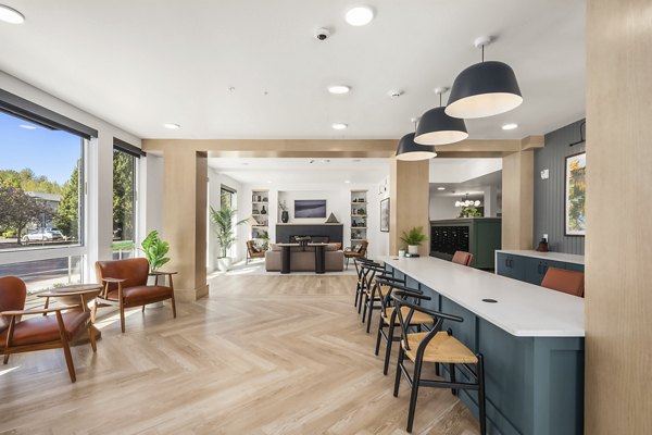 Chic clubhouse featuring modern decor at Prose Kent Station Apartments