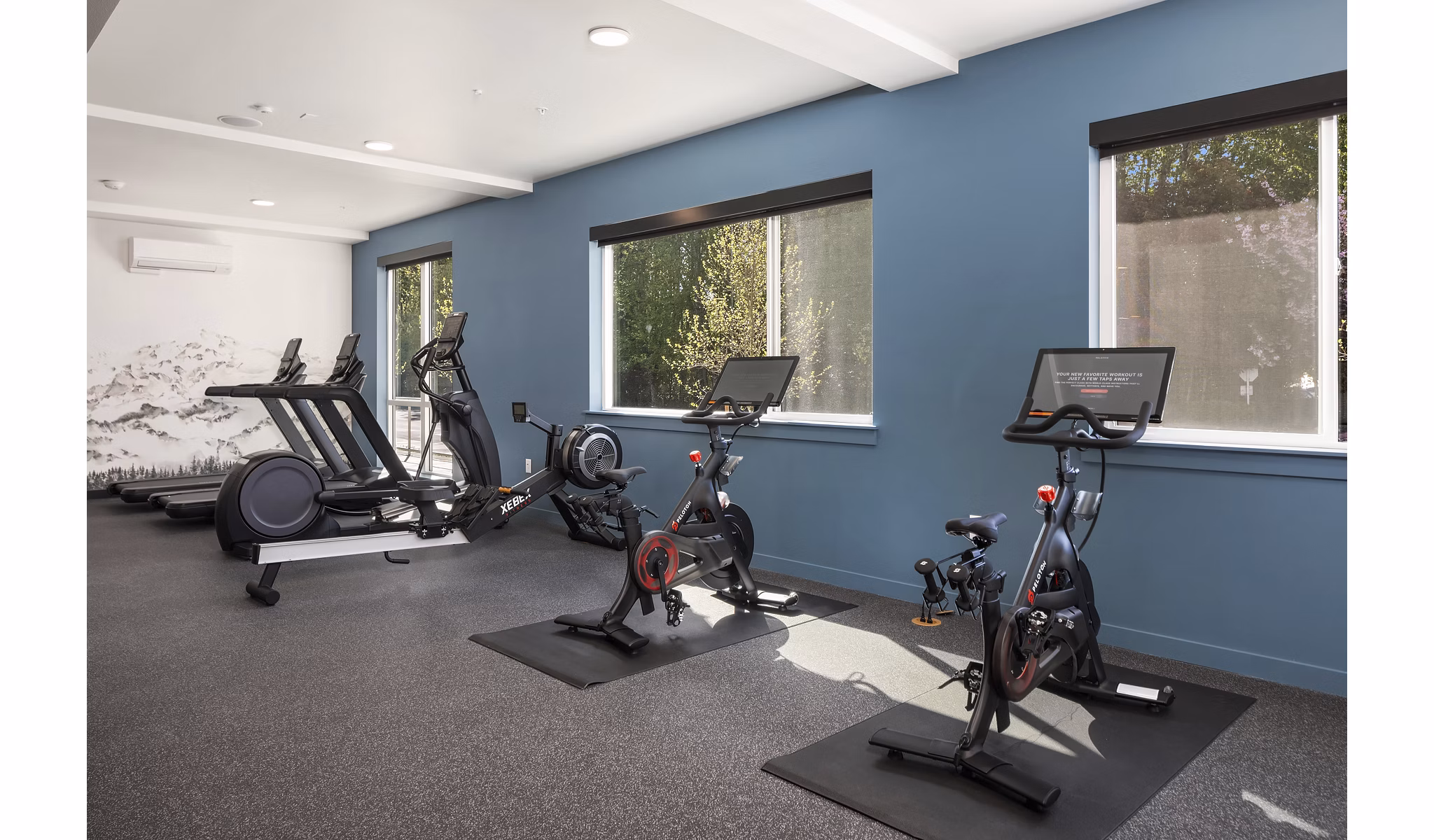 State-of-the-art fitness center with modern equipment at Prose Kent Station Apartments