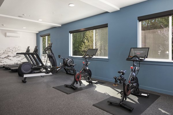State-of-the-art fitness center with modern equipment at Prose Kent Station Apartments