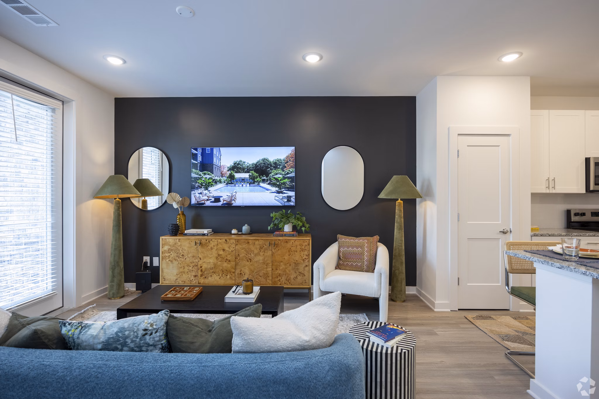 living room at The Laurel Apartments