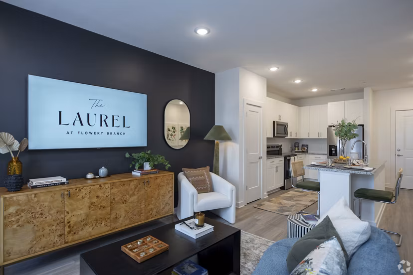 living room at The Laurel Apartments