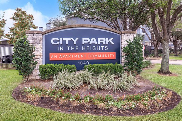 signage at City Park in The Heights Apartments